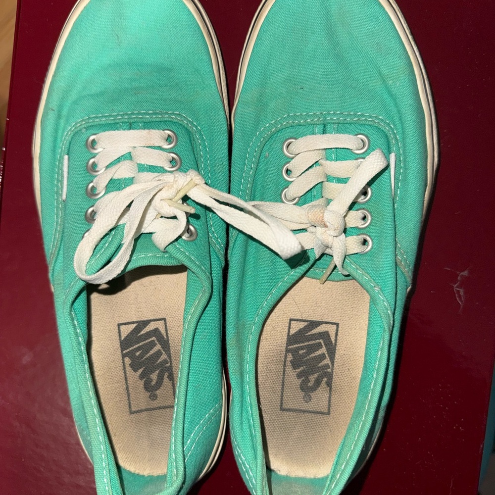 Vans Turquoise Canvas Shoes with White Laces